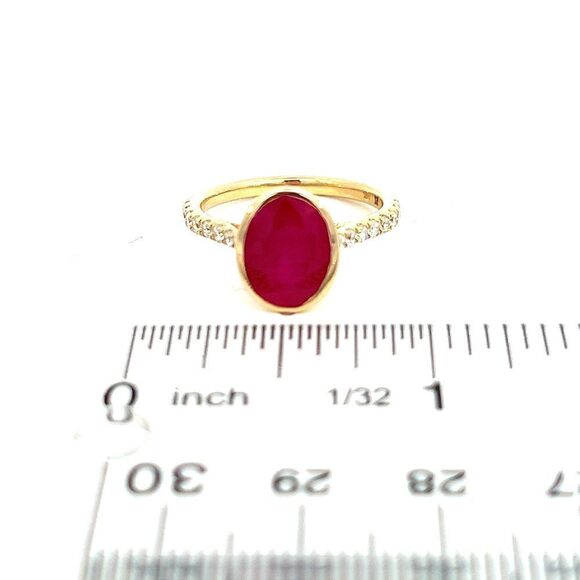 Natural Ruby Diamond Ring 6.75 14k Y Gold 4.38 TCW Certified $4,950 310583 - Picture 10 of 16